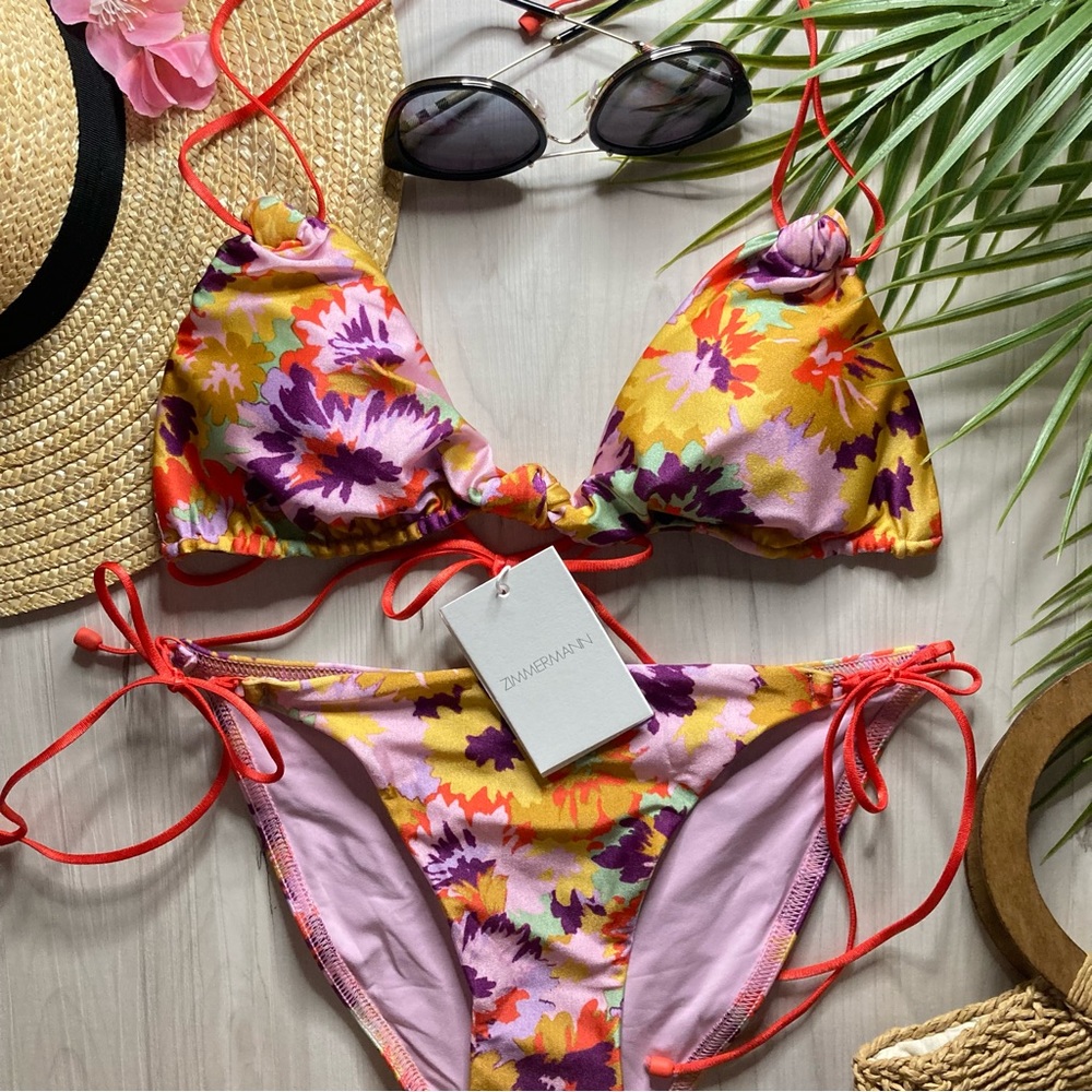 Zimmermann Floral Knotted Violet Bikini Set - Picture 2 of 14